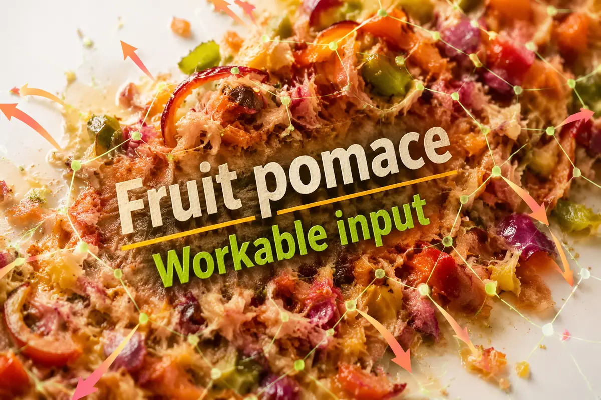 Close-up of mixed fruit pomace, a tannin-containing co-product assessed as a feed ingredient input